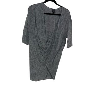 Vintage y2k deep v-neck gray tunic top ciara sun woo large L like new made usa